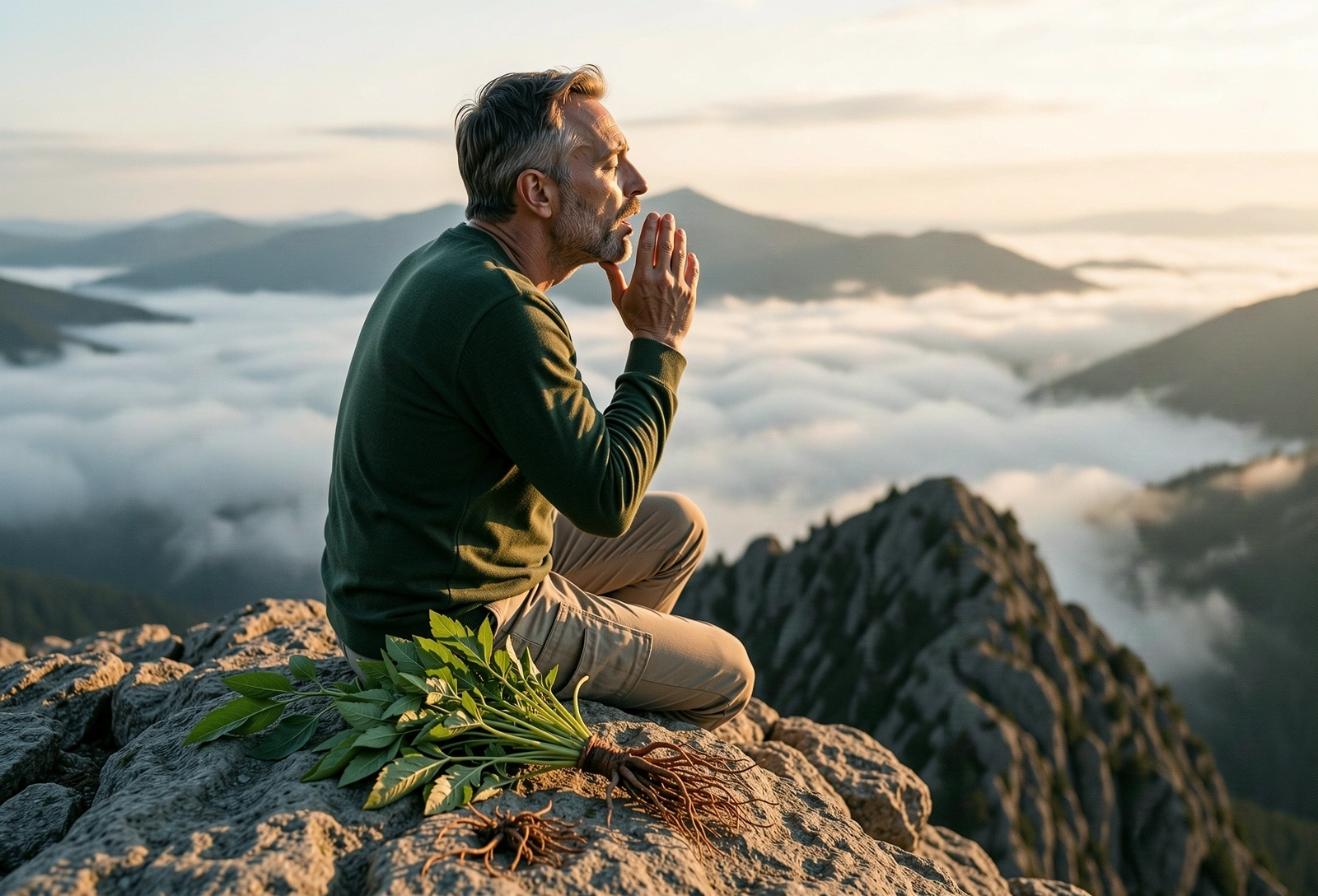 Mann in alpiner Landschaft